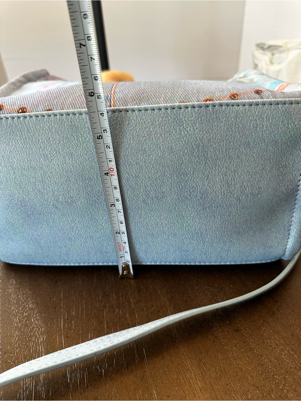 Betsey Johnson Light Blue Denim Tote with Teddy Charm w/ removable strap - Picture 12 of 16